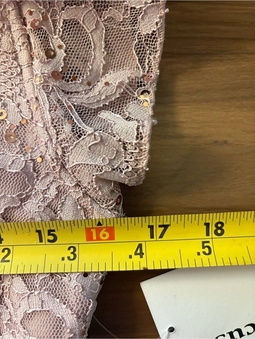 NWT In Focus Dusty Rose Sequin Lace Midi Dress Ruffle Sleeve Formal Romantic - Picture 10 of 11